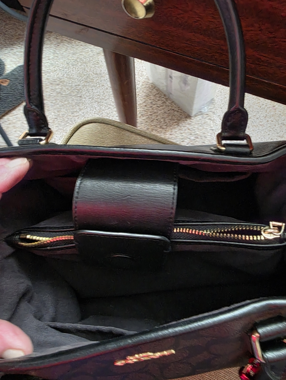 Coach Black Signature Satchel with Matching Pouch and Charm - Picture 8 of 14